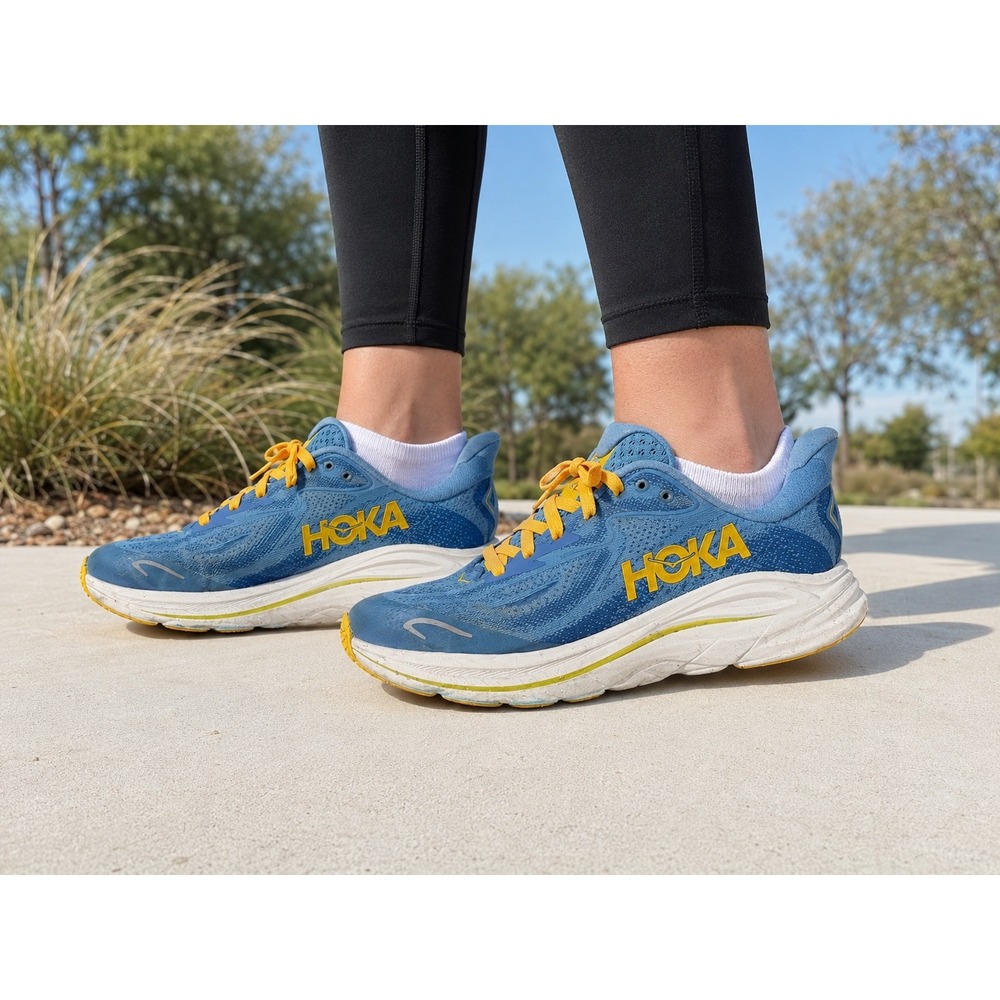 Hoka Clifton 9 Blue Yellow Running Shoes Sneakers 1127896-BBYL